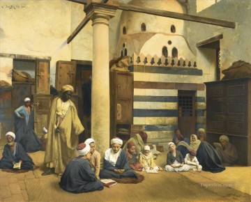 Árabe Painting - En la madrasa Ludwig Deutsch Orientalismo Árabe